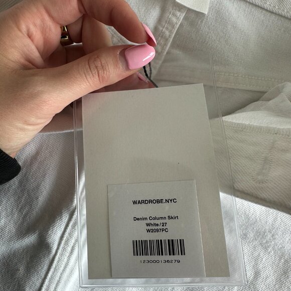 NWT Wardrobe NYC Denim Column Maxi Skirt White Sz 27 Back Center Slit - Picture 4 of 12